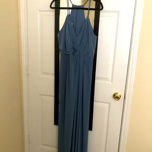 David’s Bridal full length dress in Dusty Blue. Size 14